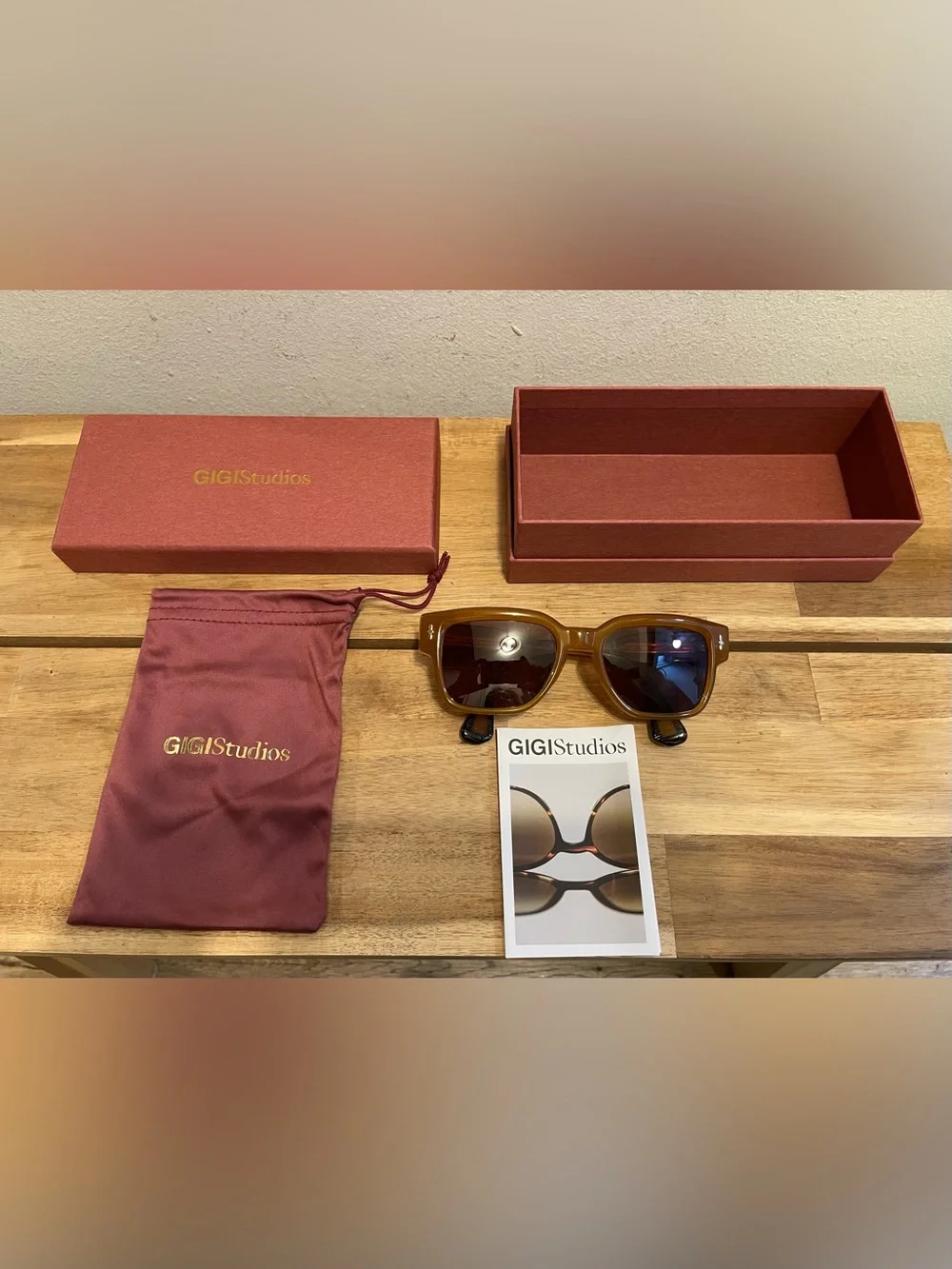 GIGI Studios DALI Handmade Acetate Sunglasses in Honey Amber Brown